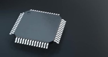 3d render of microchip or semiconductor chip, for computing.