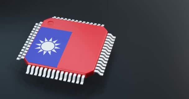 Render Microchip Semiconductor Chip Taiwan Republic China Flag Computing — Video Stock