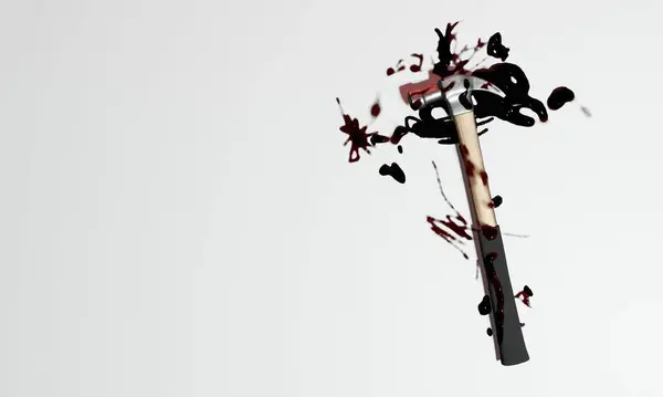 犯罪現場や暴力コンセプトのための血液汚れのハンマーの3Dレンダリング — ストック写真