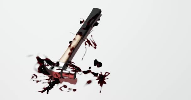 犯罪現場や暴力コンセプトのための血液汚れのハンマーの3Dレンダリング — ストック動画
