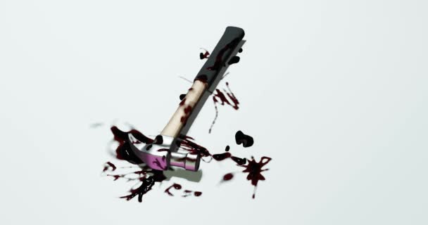 Render Hammer Blood Stain Crime Scene Violence Concept — Stock Video