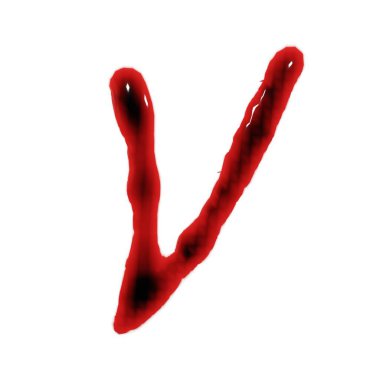 Beyaz 3 boyutlu kan kırmızı şarap alfabesiyle izole edilmiş.