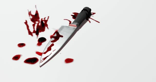 Візуалізація Кухонного Ножа Плямою Крові Місця Злочину Або Концепції Домашнього — стокове відео