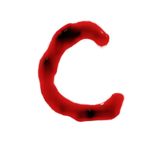 血の赤ワイン液体の白い3Dレンダリングで分離された小さな文字アルファベット — ストック写真