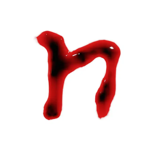 Izolované Bílém Podání Krve Červené Víno Tekuté Malé Písmenkové Abecedy — Stock fotografie