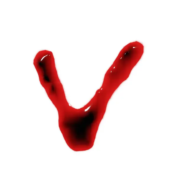 血の赤ワイン液体の白い3Dレンダリングで分離された小さな文字アルファベット — ストック写真