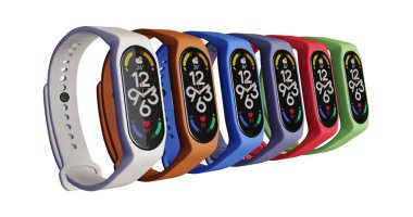 3 boyutlu akıllı bant, fitness saati, spor bileziği veya png biçiminde izole edilmiş fitness aktivite izleyicisi.