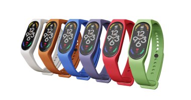 3 boyutlu akıllı bant, fitness saati, spor bileziği veya png biçiminde izole edilmiş fitness aktivite izleyicisi.