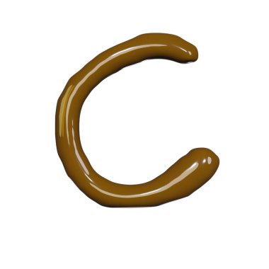 Gurme ambalaj tasarımı için çikolatalı sıvı alfabe yazı tipi üzerine izole edilmiş 3d görüntüleme