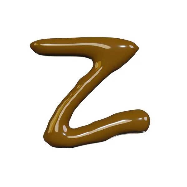 グルメ包装デザインのチョコレート液体アルファベットフォントの白に分離された3Dレンダリング ストック画像