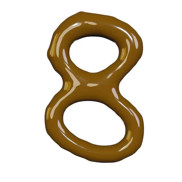 Καθιστούν Απομονωμένο Λευκό Της Σοκολάτας Υγρό Αριθμό Γραμματοσειράς Για Γκουρμέ — Φωτογραφία Αρχείου