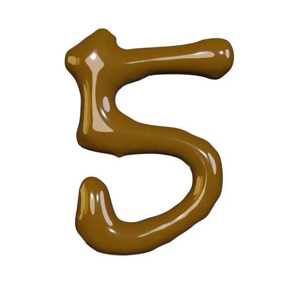 Weergave Van Geïsoleerde Wit Van Chocolade Vloeibare Nummer Lettertype Voor — Stockfoto
