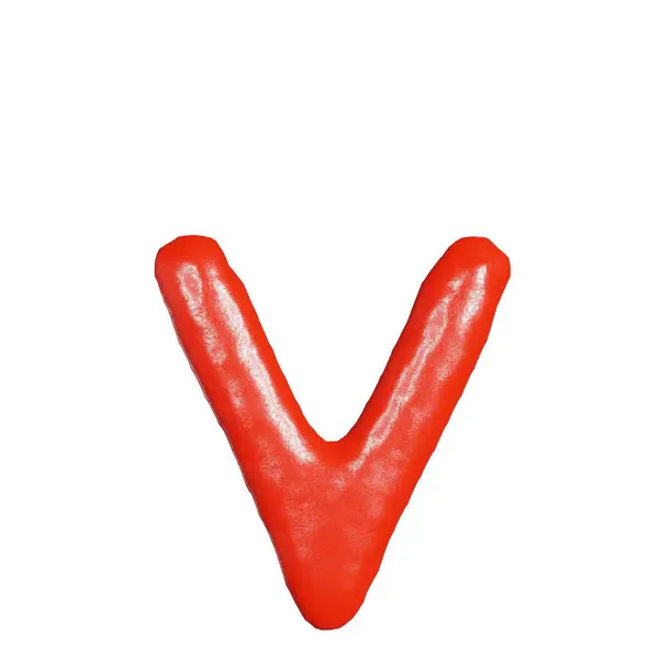 Återgivning Isolerade Vit Ketchup Alfabet Typsnitt Ovanifrån För Mat Eller Stockbild