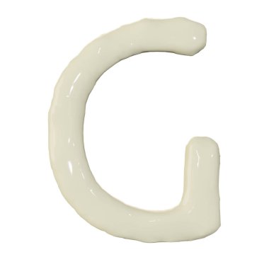 Üst görünüm mayonez ya da yemek ya da restoran tasarımı için krem alfabe hazırlama, beyaz üzerine izole edilmiş..