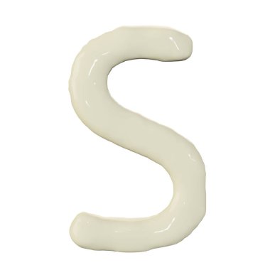 Üst görünüm mayonez ya da yemek ya da restoran tasarımı için krem alfabe hazırlama, beyaz üzerine izole edilmiş..