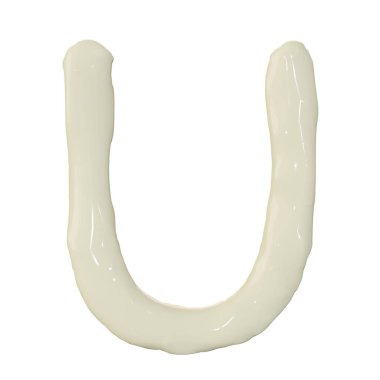 Üst görünüm mayonez ya da yemek ya da restoran tasarımı için krem alfabe hazırlama, beyaz üzerine izole edilmiş..