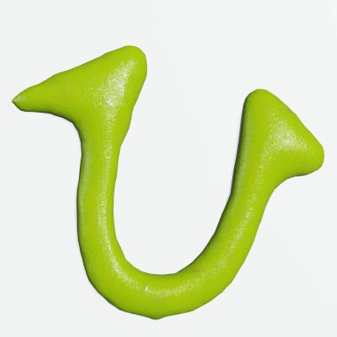 İzole edilmiş wasabi hiragana karakterleri veya beyaz arkaplandaki harflerin 3D canlandırması