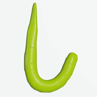 İzole edilmiş wasabi hiragana karakterleri veya beyaz arkaplandaki harflerin 3D canlandırması