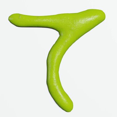 İzole edilmiş wasabi hiragana karakterleri veya beyaz arkaplandaki harflerin 3D canlandırması