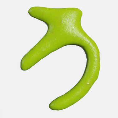 İzole edilmiş wasabi hiragana karakterleri veya beyaz arkaplandaki harflerin 3D canlandırması