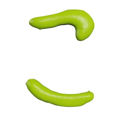 İzole edilmiş wasabi hiragana karakterleri veya beyaz arkaplandaki harflerin 3D canlandırması