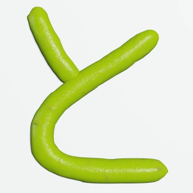 İzole edilmiş wasabi hiragana karakterleri veya beyaz arkaplandaki harflerin 3D canlandırması