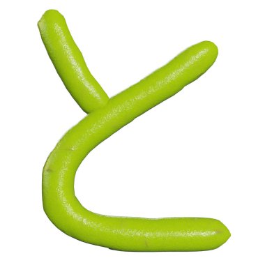 İzole edilmiş wasabi hiragana karakterleri veya beyaz arkaplandaki harflerin 3D canlandırması