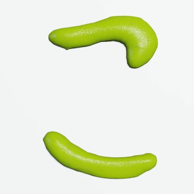 İzole edilmiş wasabi hiragana karakterleri veya beyaz arkaplandaki harflerin 3D canlandırması