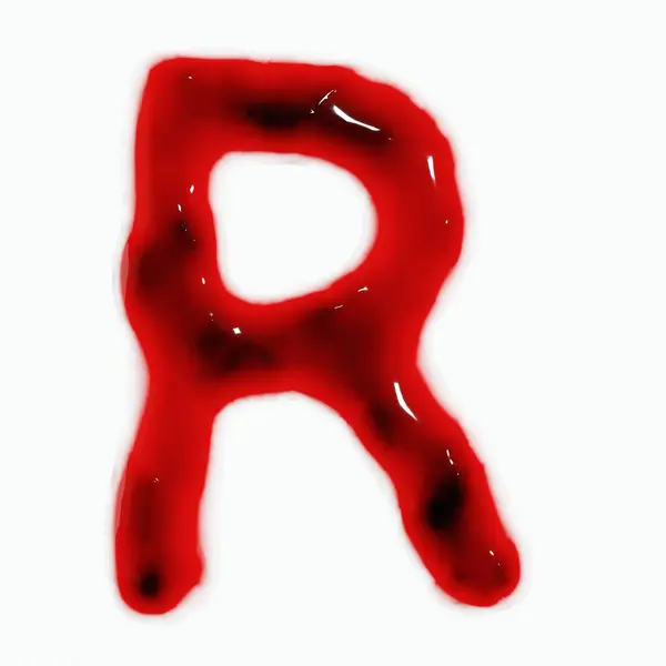 Weergave Van Geïsoleerd Bloed Rode Wijn Alfabet Letters Bovenaanzicht Stockfoto