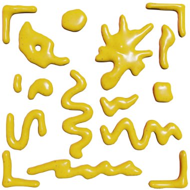 3D hardal sosu ve yemek ya da restoran mutfağı konsepti.