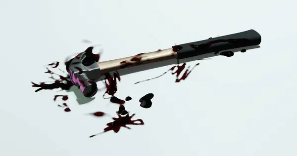 Render Hammer Blood Stain Crime Scene Violence Concept Stock Photo