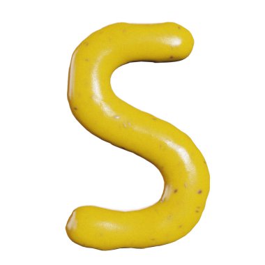 3D hardal sosu alfabesi ya da yemek ya da restoran mutfağı konsepti harfleri.