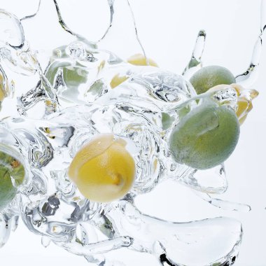 Soğuk içecek ya da soğuk yaz içeceği için 3 boyutlu limon ve limon suyu.