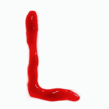 Beyaz üzerine izole edilmiş tasarım veya yemek konsepti için 3 boyutlu kırmızı şarap veya kan alfabesi yazı tipi yorumlaması.