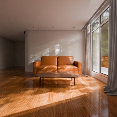 3D ev ya da oturma odası.