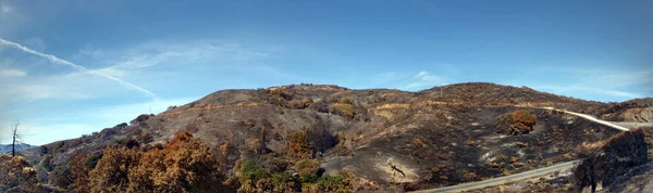 Estrada Atravessa Encosta Queimada Após Incêndio Angel Island Baía São — Fotografia de Stock
