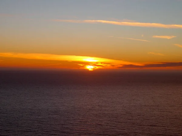 Solnedgång Genom Molnen Över Stilla Havet Utanför Kaliforniens Kust — Stockfoto
