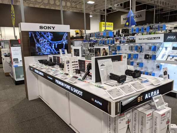 Honolulu Novembre 2020 Sony Logo Camera Display Best Buy Store — Foto Stock