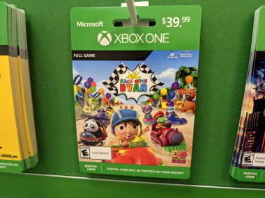 Honolulu - 28 Eylül 2019: Xbox One Race with Ryan Full Game Digital Code by Outright Games Target Store.