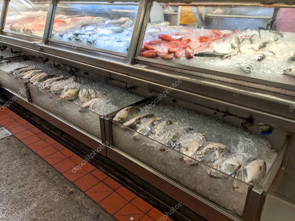 Honolulu December 2, 2020 Fresh Ahi, Tuna, and other fish on ice on