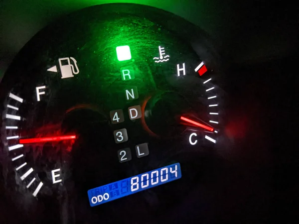 Close Fuel Meter Gears Heat Sensor Odometer Thousand Vehicle Fuel — Stock Photo, Image
