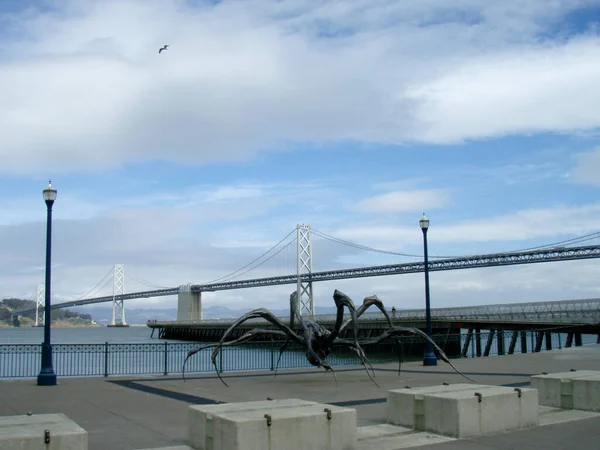 San Francisco March 2008 Spider Statue Sits Atop Embarcadero Statue — Stock Photo, Image