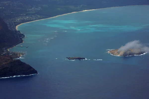 Paradies Von Oben Luftaufnahme Von Manana Kaninchen Und Felseninseln Makapuu — Stockfoto