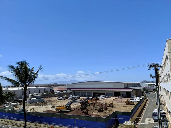 Гонолулу Апреля 2019 Года Воздушный Обзор Строительной Площадки Тяжелой Техникой — стоковое фото