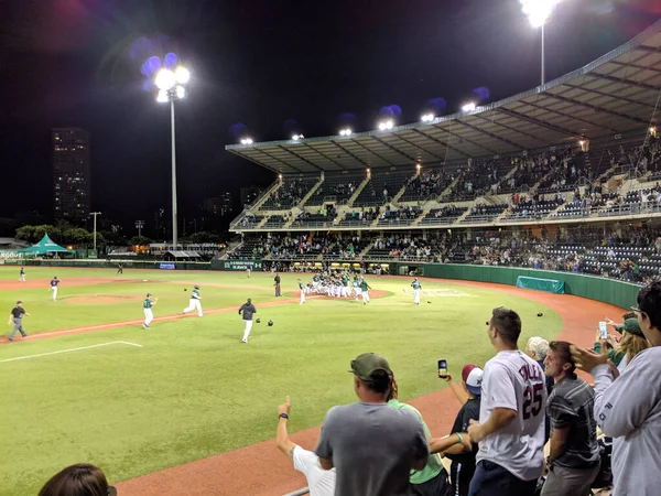 ホノルル 2019年4月19日 ハワイは 野球ファンが歓声の中で噴火し スリリングな勝利を祝う — ストック写真