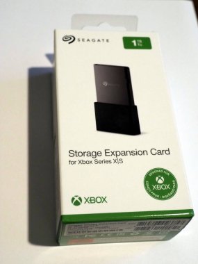 Honolulu - January 3, 2021:  A Seagate storage expansion card designed specifically for the Xbox Series X|S, showcasing the product's packaging clipart