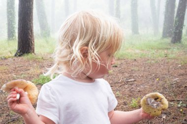 Beyaz çocuk mantarları buldu.. 