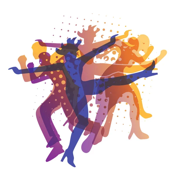 Dança Moderna Jovens Dançando Discoteca Club Expressive Ilustração Colorida Pessoas — Vetor de Stock