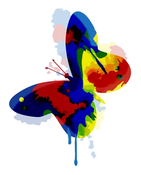 Pillangó Fröcskökkel Illusztrációja Színes Sziluett Pillangó Fehér Alapon Elszigetelve — Stock Fotó