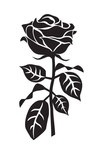 Rose Silhouette Funeral Ceremony Symbol Decorative Motive Stylized Illustration Rose — Stock Vector